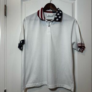 Patriotic Polo Women’s Shirt - White with Red and Blue Accents